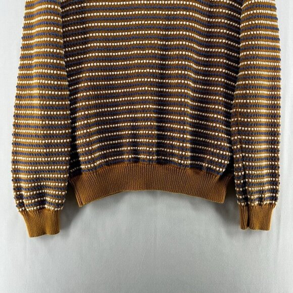Carven Sweater Mens Sz L Button Up Knitted Cardigan Motif Stripe Brown Multi - Picture 7 of 12